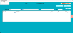 Ingredients screen with Export To Excel and Import FromExcel buttons